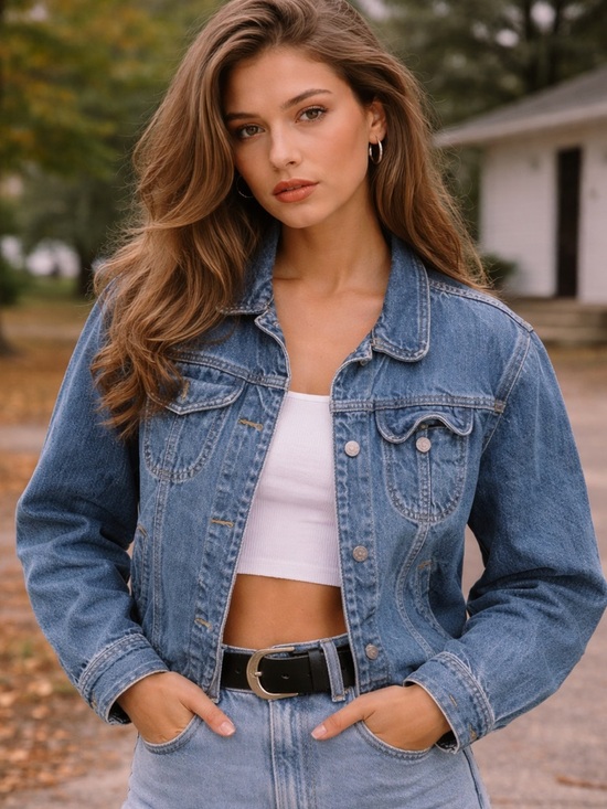 Zena Jackets & Blazers - Zena‎ vintage Classic Blue Denim Jacket with Chest Pockets med
